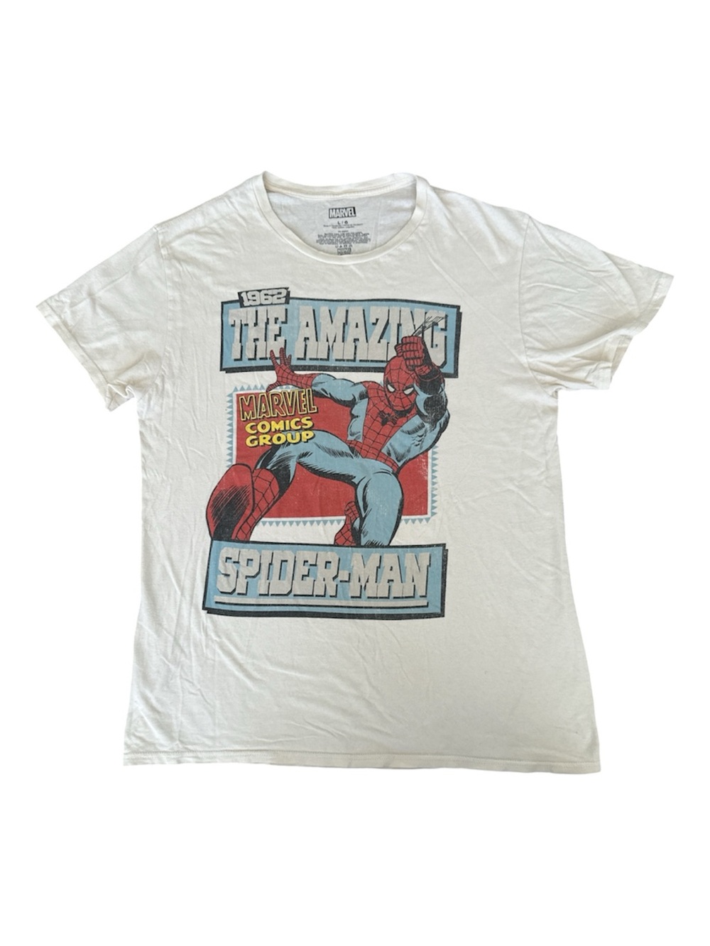 Marvel Spider-Man Graphic T-Shirt Men’s Large White Comic Tee